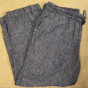 Talbots summer blue linen drawstring pants 18W